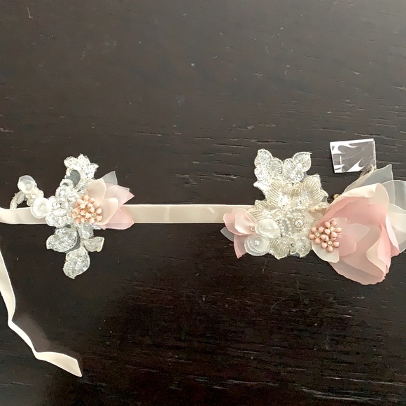 Floral handmade headband head sash tie bridal chic main image 7